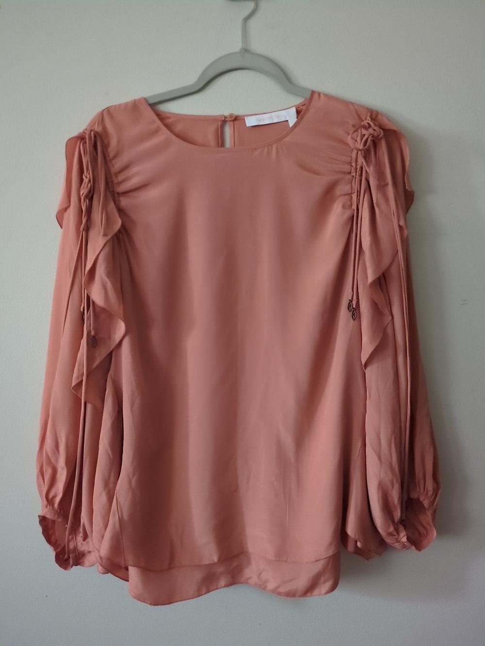 SEE BY CHLOE Silk Blend Ruffle Long Sleeve Blouse in Past Rose Size 38 US S